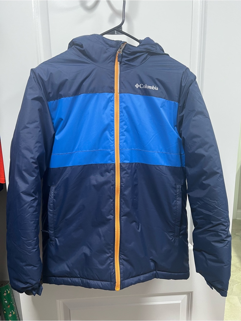 Columbia Kids Navy & Royal Blue Jacket with Yellow Zipper